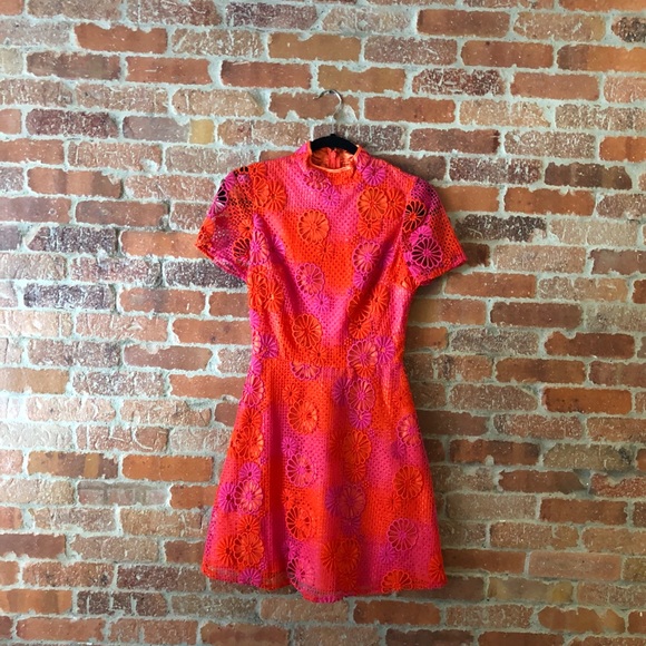 ASOS Bright Floral Crochet Mini Dress - Picture 2 of 2